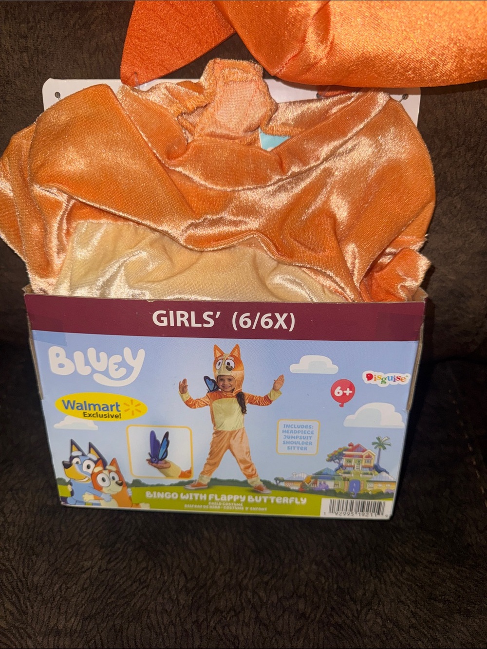 Disguise Girls' Orange Bingo with Flappy Butterfly Costume size 6/6x. New